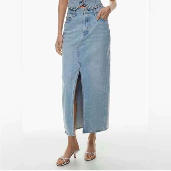 Aritzia Denim Forum The '90s Vintage Maxi Denim Skirt Size 26 - Picture 13 of 13
